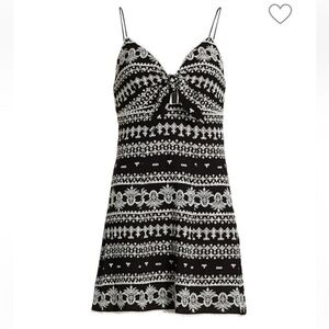 Alice + Olivia Roe Embroidered Tie Front Mini Dress
